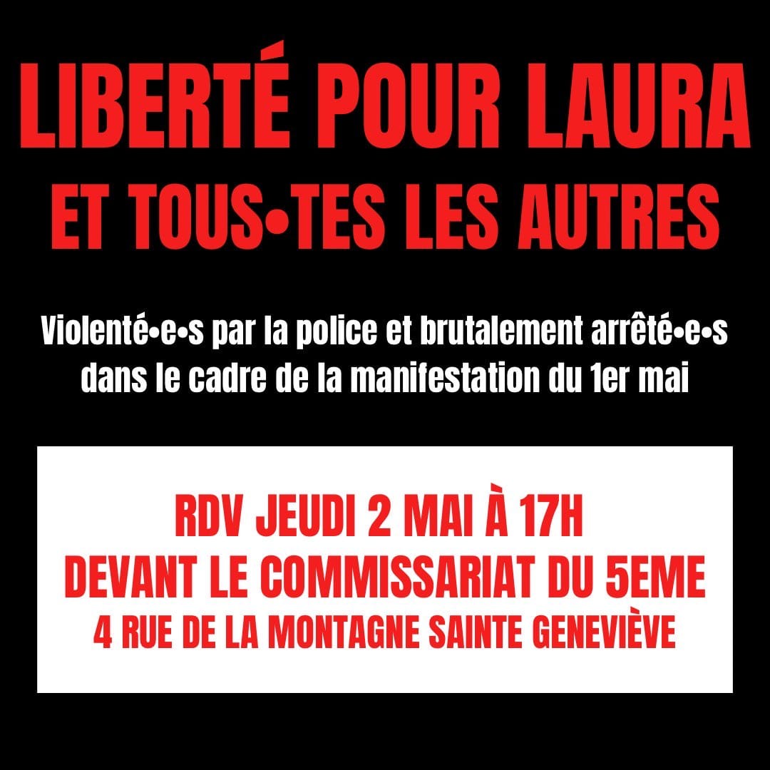 Manifestation 1er mai 2024 à Paris : Deux membres d’ Émancipation violentés par la police